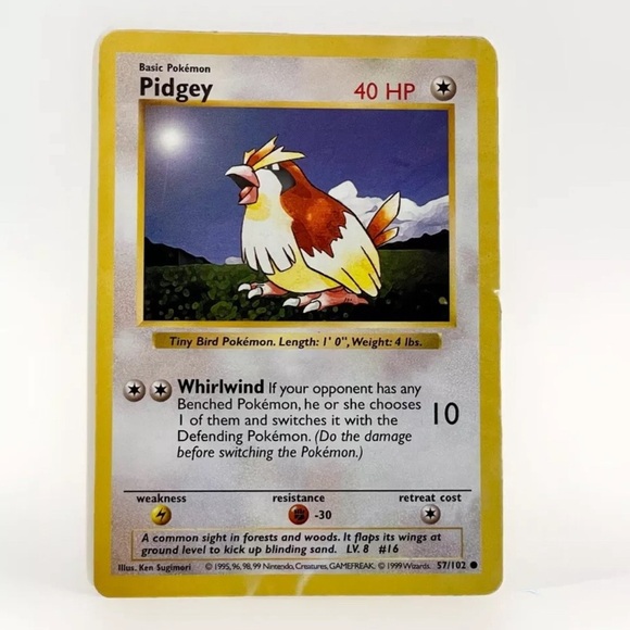 Pokemon Other - Pokémon TCG Pidgey Base Set 57/102 Regular Unlimited Common 1999 Mint Condition
